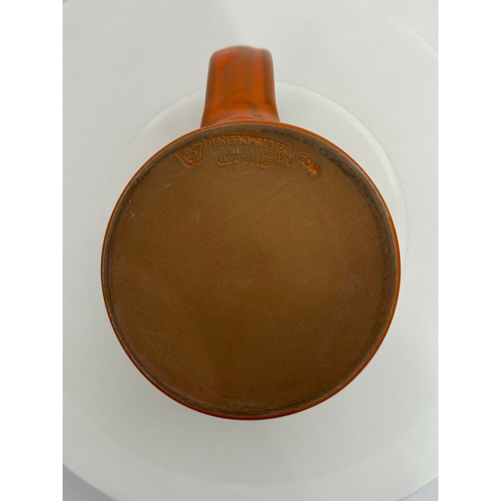 Another Broken Egg Cafe Dallas Texas 2016 Deneen Pottery Mug Orange Drip Glaze - Picture 6 of 7